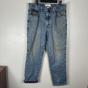 LL Bean Double L Jeans Mens Size 35x32 Blue Denim Flannel Lined Classic Fit